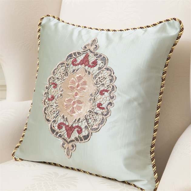 Picture of Embroidery Green Satin Pillow Case