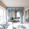 Picture of Steel Blue Stripe Floral Full Set 100"W