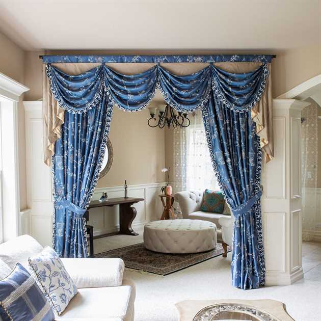 Picture of Blue Painted Floral - Austrian Pelmet Style