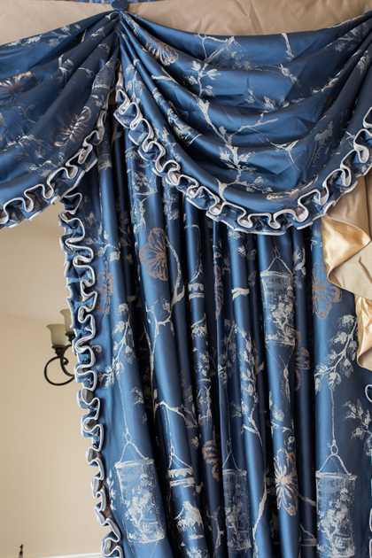 Picture of Blue Painted Floral Full Set 100"W