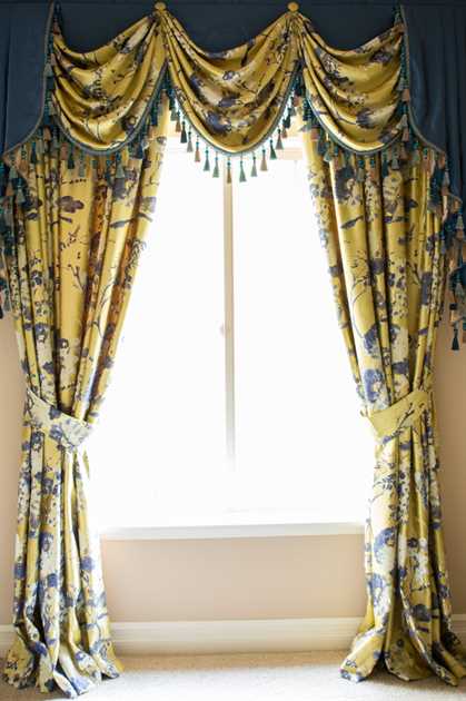 Picture of Yellow Kimono Floral - Austrian Pelmet Style