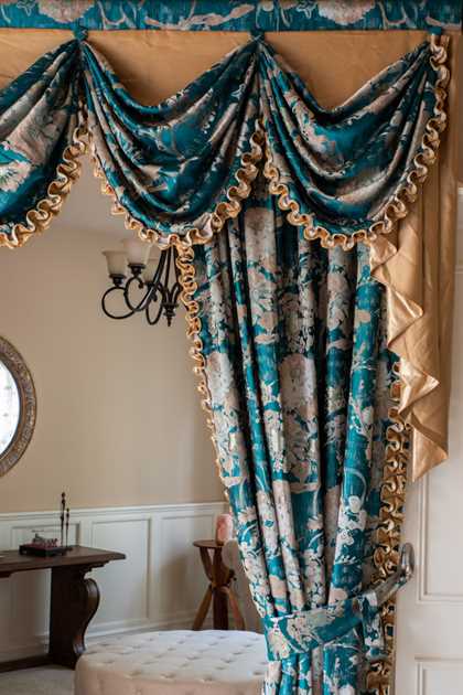 Picture of Teal Kimono Floral - Austrian Pelmet Style