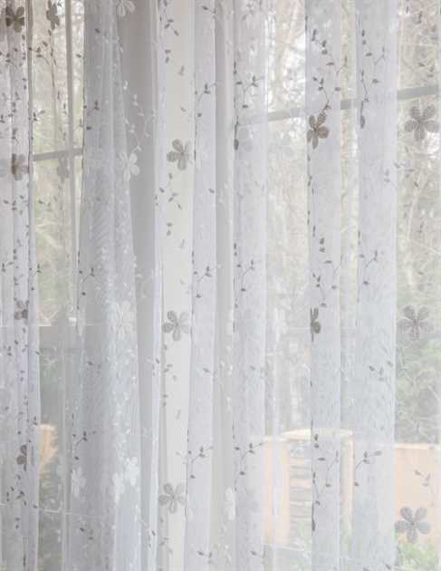 Picture of White Star Flower Sheer Curtains
