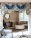 Picture of Rose Garden Blue - Palace Pelmet Swag Style